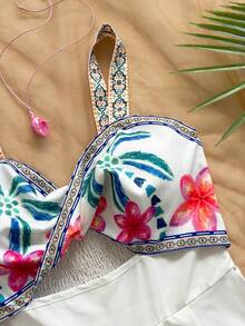 Soleia Women's Tropical Print Hollow Out Jumpsuit, Casual Holiday - Multicolor - View 5