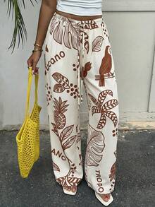 Aloruh Quần nữ in họa tiết nhiệt đới kiểu dáng thường ngày - Rỉ Nâu - Xem 2