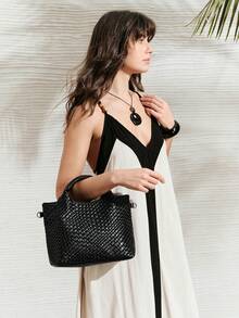 SHECARRY 黑色编织手提包 - 黑色 - 查看 9