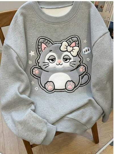 Sudadera dama mujer femenina cuello redondo manga larga casual estampado conejo mariposas jugueton gráfico love tierna cute rayas rayones dibujo letras artístico otoño invierno suave casual juvenil cómodo holgádo día noche divertida cena color solido ideal casa house escuela school diario adorable cool era