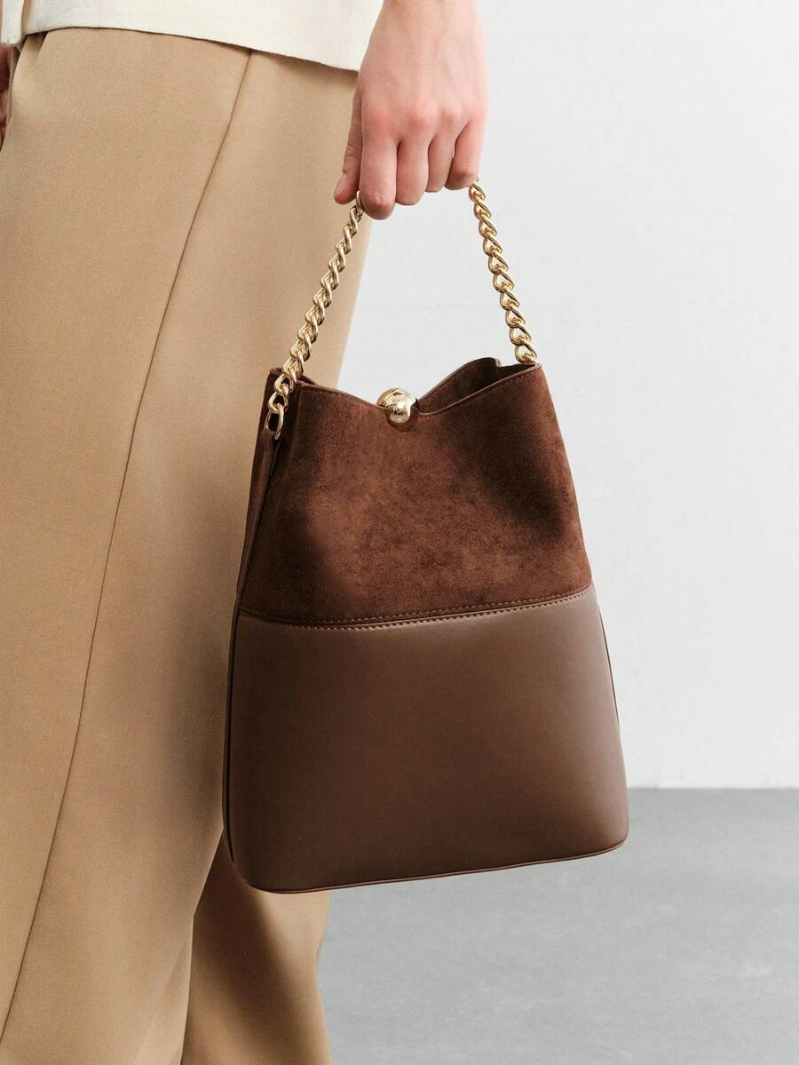 SHECARRY 女士手提包棕色水桶包 - 棕色 - 查看 1