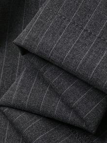 Strévra Striped Casual Women Loose Wide Leg Pants With Buttons - Grey - View 7