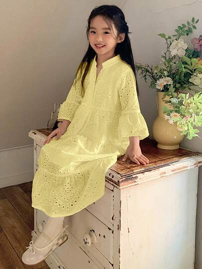 Dazy Kids 女童宽松休闲度假风中长连衣裙，夏季新品