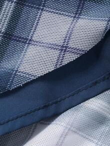 FRIFUL Women's Plaid Flared Loose Casual Dress, Versatile For Spring & Summer - Blue - View 3