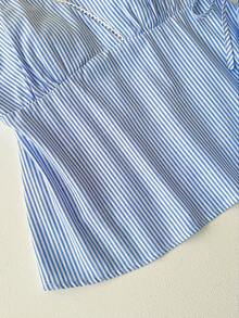 INAWLY Casual Striped Baby Blue Spaghetti Strap Camisole And Pants Co-Ords For Summer - Baby Blue - View 6