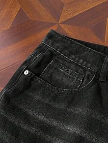 StoneGrade 男士斜口袋宽松阔腿牛仔裤 - 灰色 - 查看 7