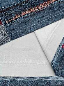 SHEIN 男士修身字母十字印花撞色圆领短袖T恤 - 彩色 - 查看 3