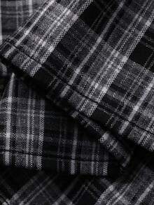 DAZY Tween Girls Plaid Collar Short Sleeve Shirt, Fall - Black and White - View 7