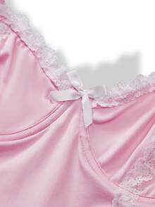 3pcs/Set Cute & Playful Women Sexy Lace Patchwork Nightgown Set - Pink - View 7