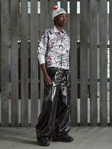 NEON BLANC Men's Summer Fashion Tiger Print Button-Front Short Sleeve Shirt - Red - View 8