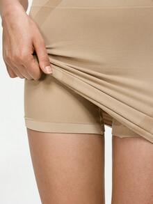 SHAPORA 无缝高腰塑身裙，带安全短裤，性感紧身包臀裙，提拉塑形腰部连衣裙 - 杏色 - 查看 6