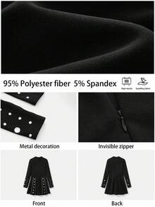 Maija Vestido mini de cuello alto de manga corta - Negro - Ver 8