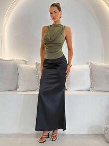 SHEIN Lavishia Women's Spring/Summer Plunging Neck Lace Camisole,Summer Top - Army Green - View 3