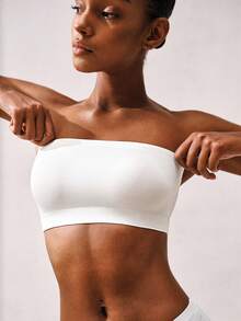 夏季女士无肩带文胸套装，包括细肩带文胸、抹胸、露背上衣和吊带背心 - 白色 - 查看 6