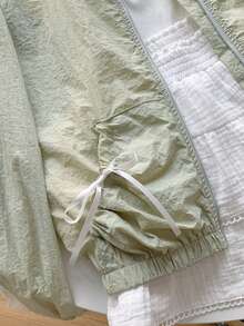 Comfortcana Women's Spring Casual Lace Trim Lightweight Jacket - Green - View 7