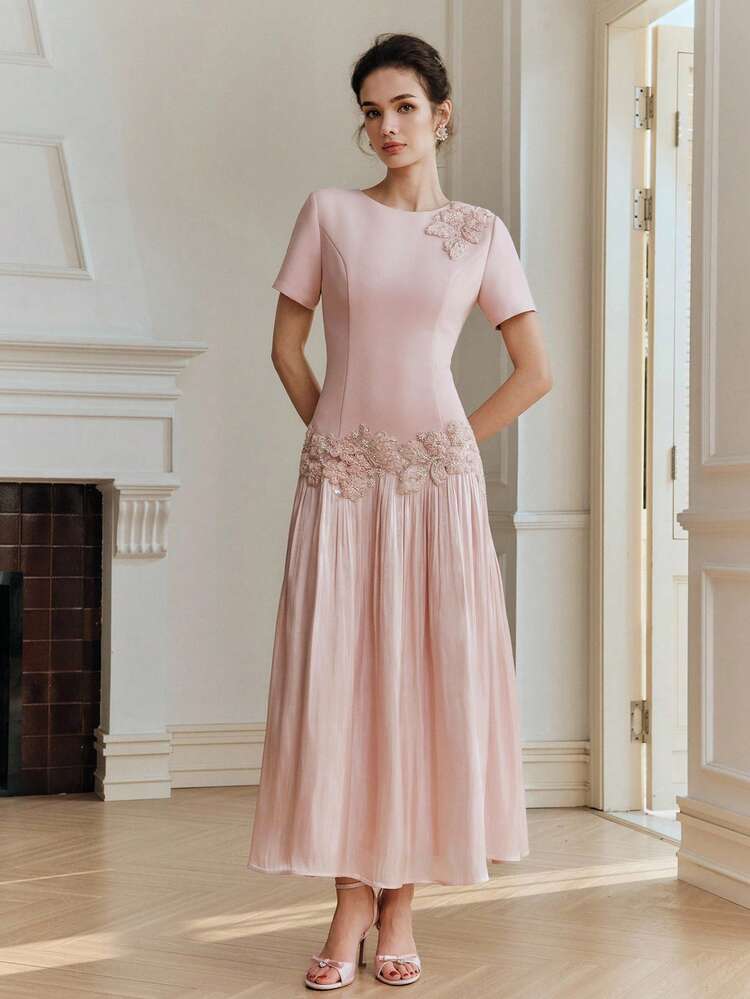 New Arrival Women's Elegant Floral Beaded Embellished Dress
