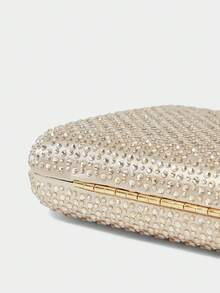 SHECARRY Ladies Clutch Bag, Exquisite Flash Diamond Bow Party Dinner Bag - Champagne - View 7