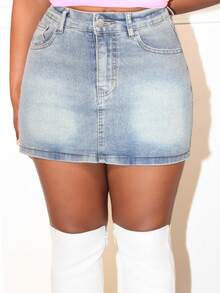 Steph T Falda vaquera con tirantes para mujer con bolsillo delantero cubierto, informal, shorts con falda - Azul - Ver 4
