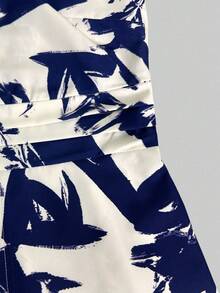 Omancia 夏季休闲全印花不对称吊带背心 - 藍色 - 查看 3