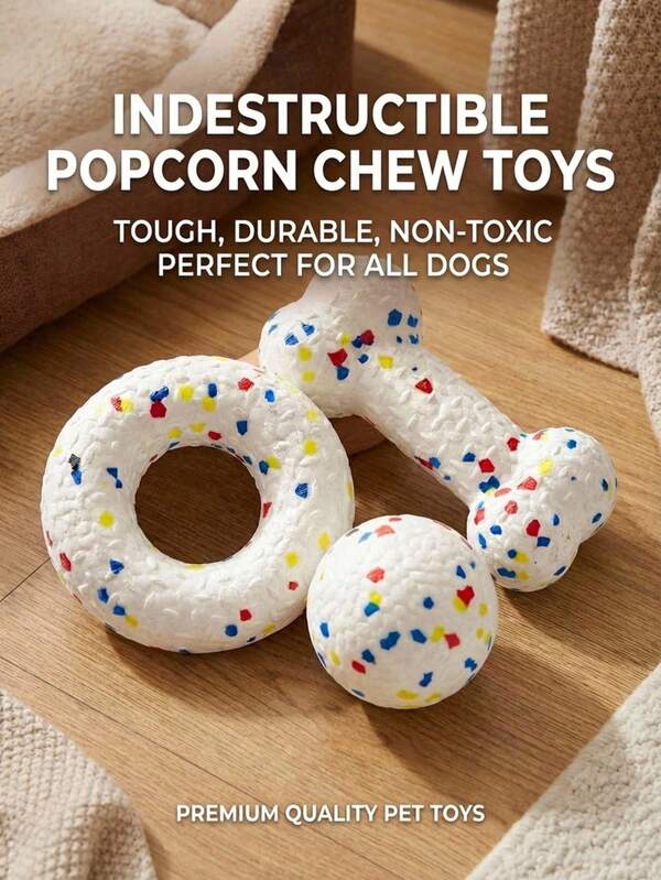 PETSIN 1PC Pet Toy Ball - Durable Enough To Withstand Chewing Without Breaking The Popcorn. Doggy Can Chew On Bones And Enjoy Doughnuts. Pet Toy.