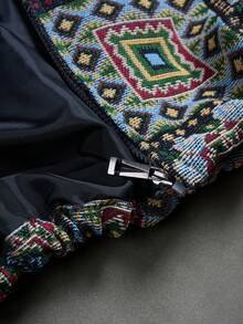 PAVTROS Chaqueta con cremallera y cuello de jacquard con diseño geométrico tejido para hombre - Multicolor - Ver 5