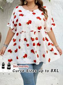 SHEIN CURVE+ Curve 加大码 US22 音乐节、海滨度假、波西米亚风 CURVE PLUS // 夏季波西米亚风撞色印花衬衫 - 白色 - 查看 8