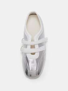 New Spring/ Fashion British Style Low Vamp Ballet Flats Lace-Up Casual Mary Jane Shoes [Run Small, Please Order According To Size Chart] Spring Shoes - Silver - View 5