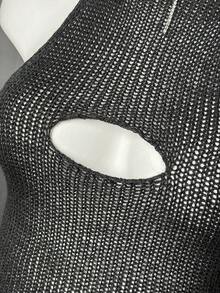 EgrlEra Y2K Sexy Ripped Knit Tank Top, Summer Women's Knit Top - Black - View 5