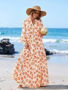 Sylviya Vestido casual de mujer con estampado de vacaciones marinas - Multicolor - Ver 4