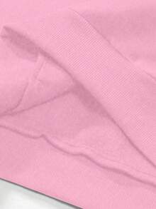 SHEIN 女士字母图案休闲套头卫衣，秋冬日常百搭长袖卫衣 - 粉色 - 查看 4