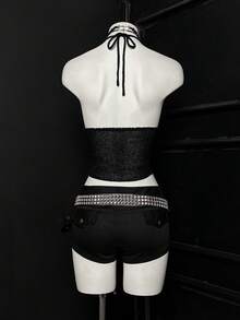 EgrlEra Y2K Sexy Ripped Knit Tank Top, Summer Women's Knit Top - Black - View 2