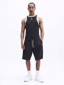 SUMWON Men Ribbed Tank Top And Drawstring Shorts Matching Set Summer Casual Crew Neck Sleeveless Two Piece Outfit - Grey - View 1