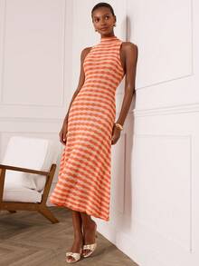 Lilora 女士优雅双色针织连衣裙 - 彩色 - 查看 1