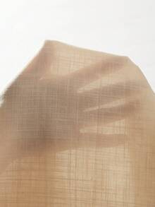 Siren Gaze 女士纯色宽松衬衫裙，无袖，不对称肩部设计，前开襟纽扣衬衫裙，休闲连衣裙，适合度假穿着 - 杏色 - 查看 8