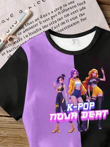 KPOP Girl Graphic Print Short Sleeve T-Shirt And Shorts Casual Set - Multicolor - View 3