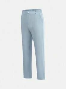 SHEIN 2 件青少年男童休闲西装套装，绅士风格街头潮流朋克摇滚校园装，适合春夏季节 - 藍色 - 查看 7