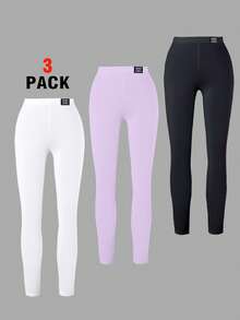 Bộ 3 chiếc quần legging cho bé gái, quần tất dệt kim thoải mái, đa năng cho mọi mùa. - Nhiều màu - Xem 3