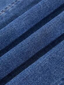 GlowEve Đầm denim nữ cổ chữ V không tay, cài cúc kim loại, thắt eo, thích hợp cho kỳ nghỉ hoặc đi làm. - Màu xanh lam - Xem 6