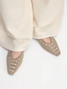 Mnmlis Women's Front Lace-Up Flat Casual Shoes - Khaki - View 2