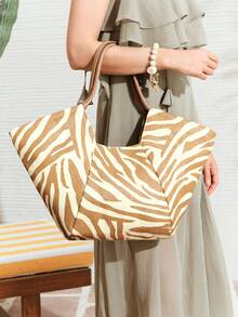 SHECARRY BOLSO DE TELA CON ESTAMPADO TOTAL PARA MUJER, ADECUADO PARA USO CASUAL Y DE VACACIONES - Multicolor - Ver 1