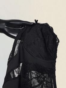 SHEIN ICON Women's Elegant Sheer Lace Bustier Top - Black - View 8