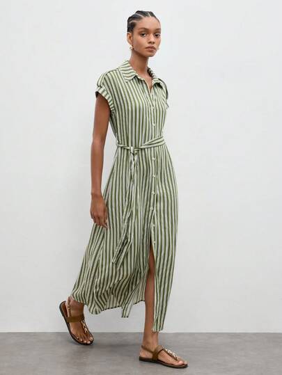 Maija Outfit Deas For Dress Women's Striped Batwing Sleeve Single-Breasted Casual Midi Dress  Spring Summer Beach Holiday Picnic Dress For Woman Shirt Dress Work Outfits For Women Tall Dress Long Dress Casual Shirt Dresses For Women Summer