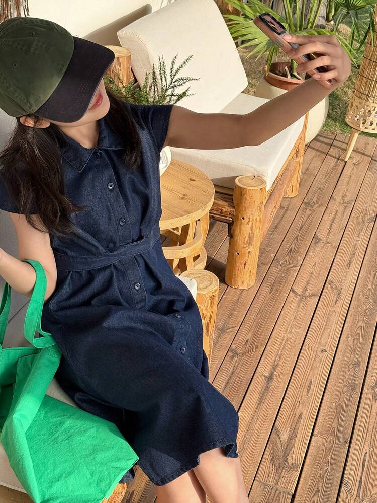 Girls Denim Collared Dress, Tween Girl Fall Clothes