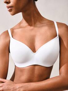 WINGSLOVE 无钢圈文胸 - 柔软轻薄衬垫，专为丰满女性设计，透气侧翼，缓解压力，塑形瘦身 - 白色 - 查看 7