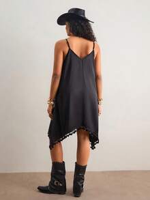 Freevana Vestido de tirantes con lentejuelas para mujer de talla grande, elegante para citas y fiestas - Negro - Ver 2
