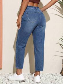 EMERY ROSE Quần jean skinny dáng rộng, thoải mái, thời trang nữ cỡ lớn - Màu xanh lam - Xem 2