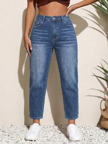 EMERY ROSE Quần jean skinny dáng rộng, thoải mái, thời trang nữ cỡ lớn - Màu xanh lam - Xem 9