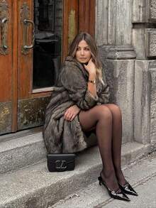 ORNATELLA 女士保暖仿皮草长袖夹克 - 杏色 - 查看 6