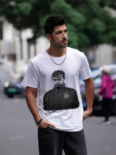 Camiseta de manga corta suelta con estampado de moda para hombres | Diseño exquisito | Imprescindible para el verano | Fácil de combinar, muestra tu estilo, emo, estilo de los 2000