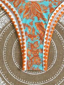 Swim Vcay Women's Beach Print Halter Bikini Set Boho Bathing Suit Boho Bikini Set - Multicolor - View 5